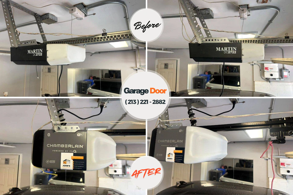 Before and after: garage door repair Portage, MI